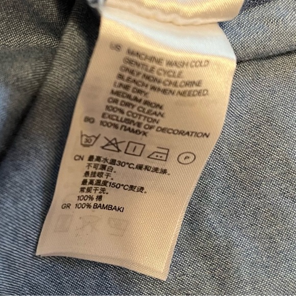 Divided H&M Western Embroidered Denim Pearl Snap Long Sleeve Shirt Size 6 - Picture 11 of 11